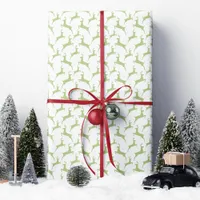 Green Jumping Deer Christmas Wrapping Paper