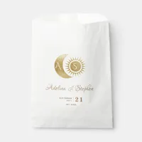 Chic Celestial Black Gold Sun Moon Monogram Crest  Favor Bag