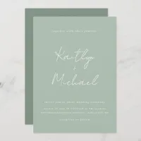 Sage Green Wedding Invitation Modern Handwriting