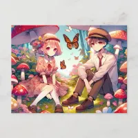 Whimsical Romantic Anime Couple  Postcard