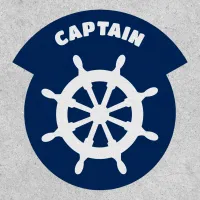 Captain Ship's Wheel Navy Blue and White Sailing Patch