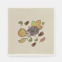 Cute hand drawn fall hedgehog saying Thank you Napkins