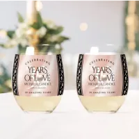 Elegant 30th Pearl Wedding Anniversary Celebration Stemless Wine Glass
