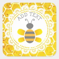 Cute Honeybee Honeycomb Black and Yellow Stickers