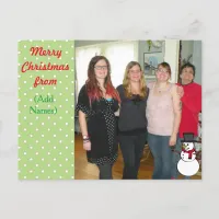 Editable Christmas Post Card with Snowman