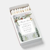 Winter Rustic Pine Chic Botanical Lantern Wedding Matchboxes