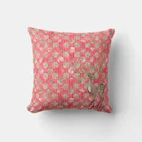 Gold and Red Christmas Deer Throw Pillow