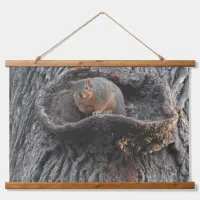 Cute Squirrel in Tree Knot Photography Hanging Tapestry