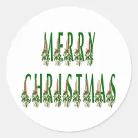 Merry Christmas Candle Font Classic Round Sticker