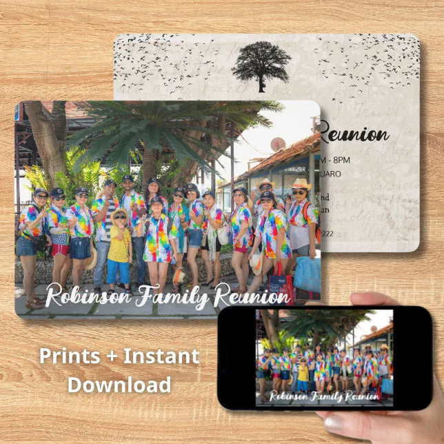 Custom Photo Modern Family Tree Reunion Party Invitation