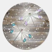 Magical Purple and Blue Dragonfly Classic Round Sticker