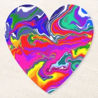 Rainbow River Fluid Art Paper Coaster