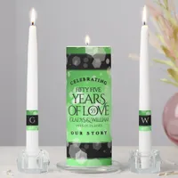 Elegant 55th Emerald Wedding Anniversary Unity Candle Set