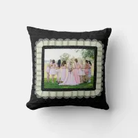 Modern Photo Best Friends Bridal Lace Ivory Trendy Throw Pillow