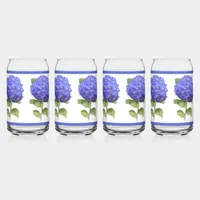 Blue Hydrangeas Floral Botanical Art Can Glass