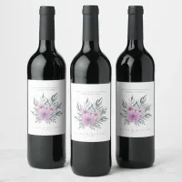 Watercolor Bouquet Wedding Lilac ID654 Wine Label