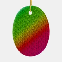 Floral Green Red Rainbow Gradient Diagonal Blend Ceramic Ornament