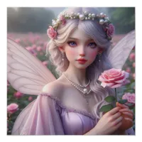 Beautiful June Fairy in Roses Poster