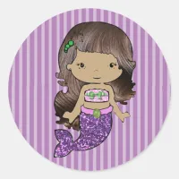 Pretty Green and Purple Mermaid Stickers