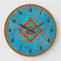 Southwest Mountain Peaks Turquoise Old West Large Clock