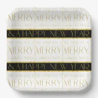 Black Gold Christmas Pattern#35 ID1009 Paper Plates