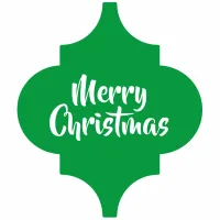 Bright Green Arabesque Tile Merry Christmas Cutout