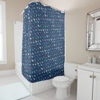 Rainy day pattern with blue raindrops shower curtain