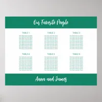 Emerald White 6 Table Seating Chart Poster