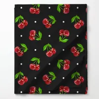 Polka Dot Cherries on Charcoal Fabric