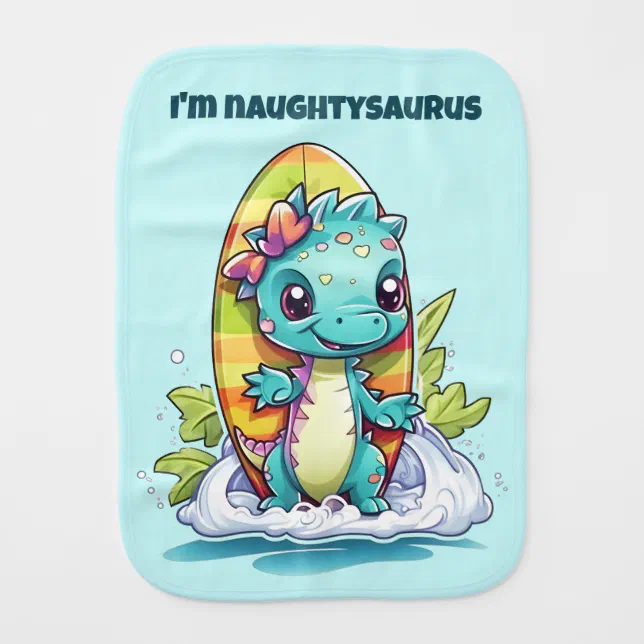 Dinosaur surfing | Dino World | Animal | Baby Baby Burp Cloth