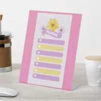 Yellow Purple Girly Floral Flower Blossom Hearts Pedestal Sign