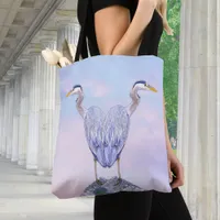 Heron in modern style tote bag