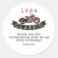 Any Age Vintage Classic Motorcycle Biker Birthday Classic Round Sticker