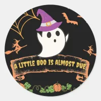 Nice Cute Little Halloween Boo Orange Baby Shower Classic Round Sticker