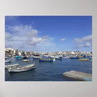 Malta Traditional Fishing Boats Marsaxlokk Harbour Poster