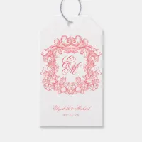 Elegant Monogram Crest Wedding Bridesmaid Pink Gift Tags