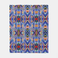 Art Deco - orange and blue Fleece Blanket