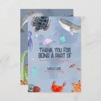 Ocean Animals Whale Birthday Party Thank You Card