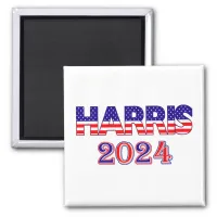 Harris 2024 President Democrat USA Flag Text Magnet