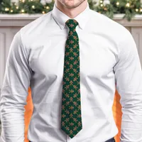 Green Gingerbread Man Polka Dot Christmas Neck Tie