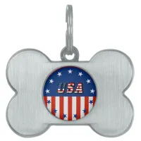 USA - American Flag and Stars in Circle Pet Tag