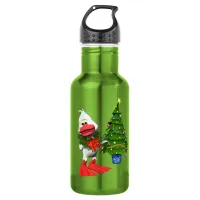 Cute White Christmas Duck Wearing a Wreath Stainless Steel Water Bottle