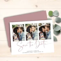 Budget Dusty Rose Typography Wedding Save the Date