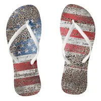 *~* Distressed Striped USA Flag AP27 Leopard Spots Flip Flops