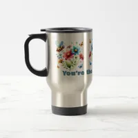 Floral Watercolor Monogram You're the Bee's Knees  Travel Mug