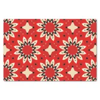 Red Vibrant Floral Ethnic Geometric Mosaic Pattern Tissue Paper