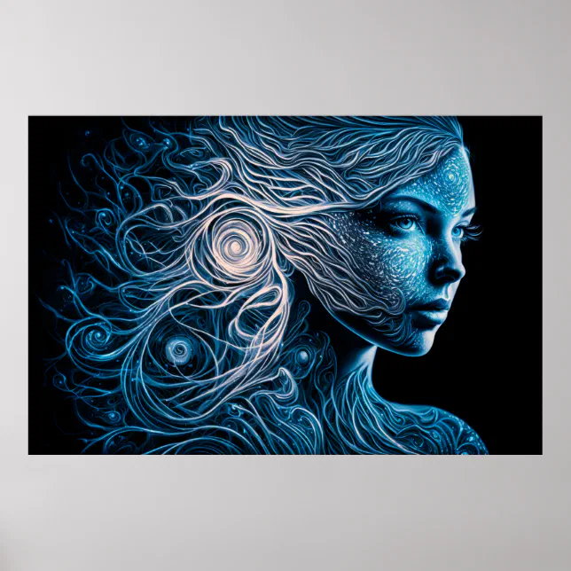 Lady in Spirals of Light Digital Poster