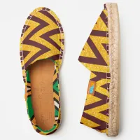 Zigzag Faux Yellow Gold Glitter Image Pattern, ZEA Espadrilles