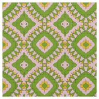 Decorative Green Beige & Yellow Geometric Pattern Fabric