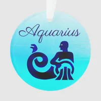 Blue Zodiac Sign Aquarius Purple Horoscope Ornament